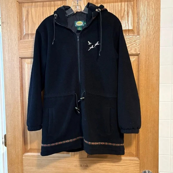 Cabela's Cabin Embroidered Zip-Up Hooded Fleece Jacket Nature Geese Women’s S Sm - Picture 2 of 7